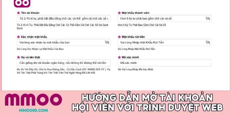 Hướng dẫn mở tài khoản hội viên với trình duyệt web